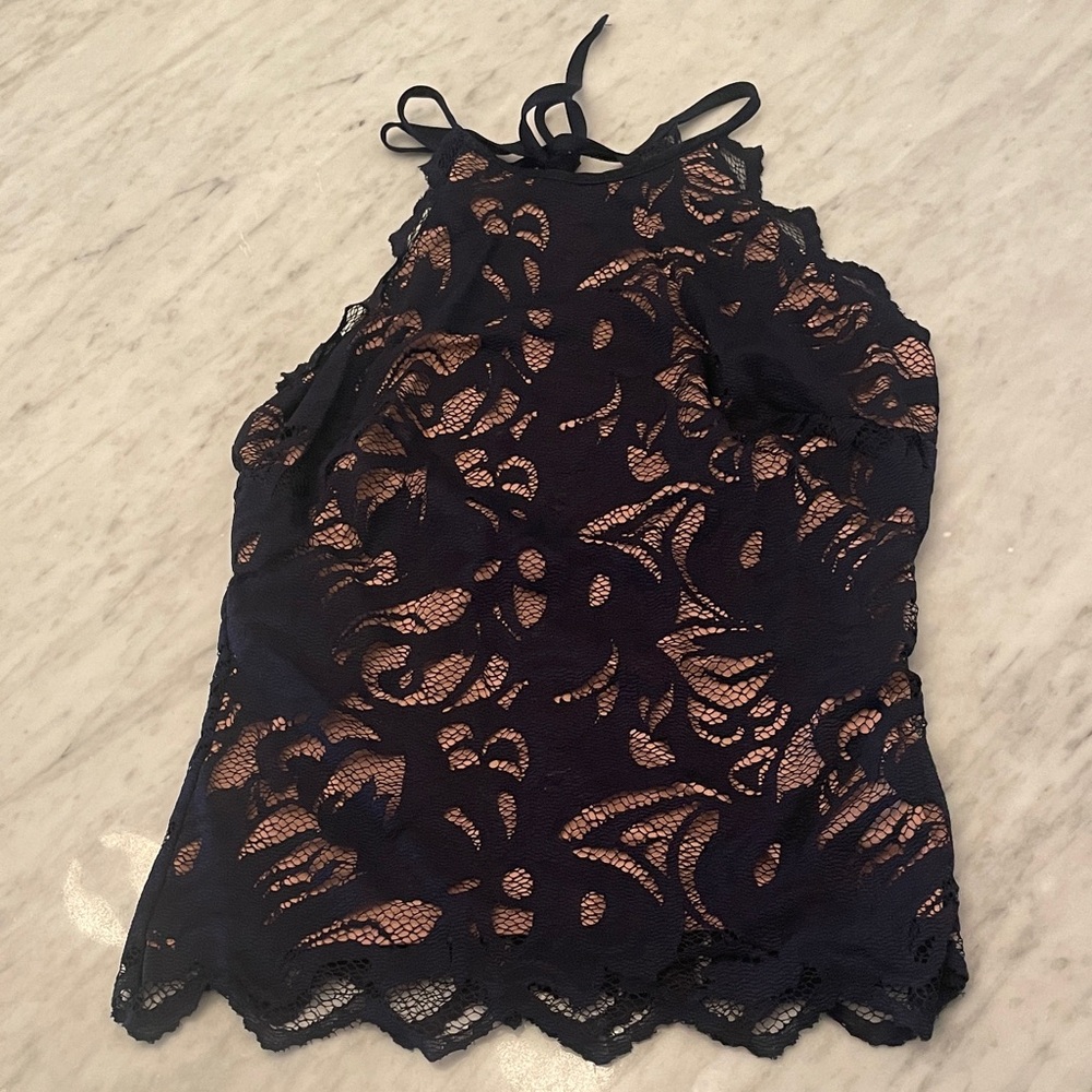 H&M Elegant Sexy Navy Lace Halter Top